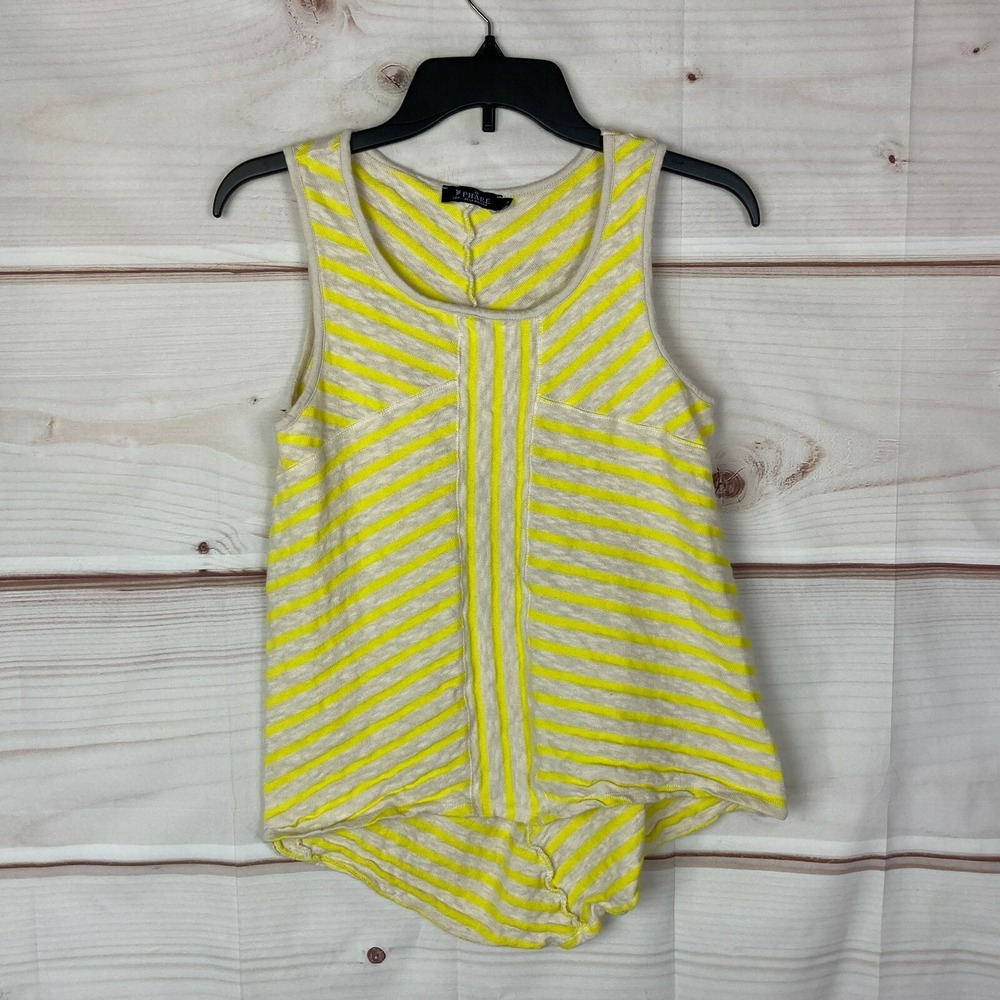 Le Phare De La Baleine Top Womens S Yellow Cotton Stripe Tank Sleeveless Knit